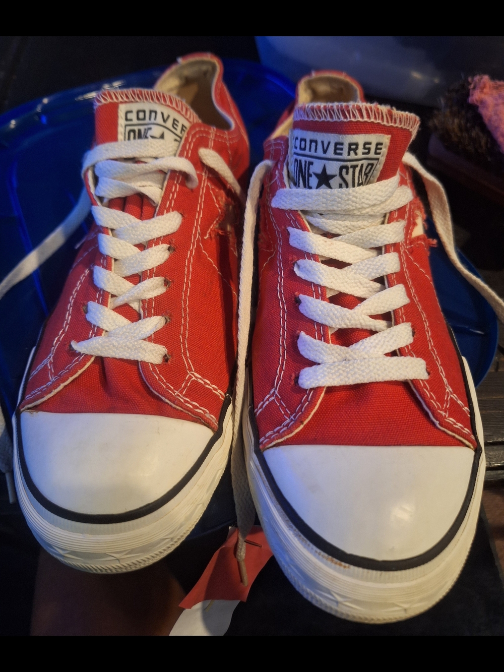Converse Red Low Top One Star Canvas Sneakers Sz 10 Women